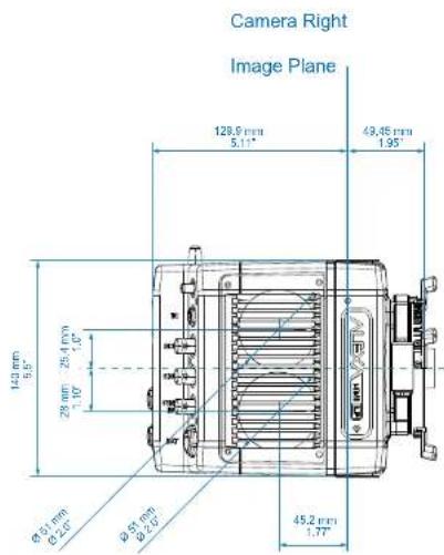 Camera Right Image Plane 128.9 mm 5.11" 49.45 mm 1.95" 143.6 mm 5.5" 29 mm 25.4 mm 1.0" Ø31 mm Ø2.6" Ø51 mm Ø2.6" 45.2 mm 1.77"