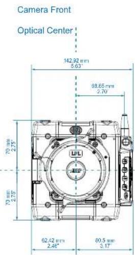 Camera Front Optical Center 142.92 mm 5.63" 88.65 mm 2.70" 70 mm 2.75" 70 mm 2.75" 62.42 mm 2.48" 80.5 mm 3.17"