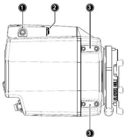 Technical diagram of a mechanical device with numbered components and labeled parts