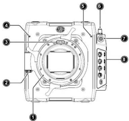 Technical diagram of a camera module with numbered components for identification