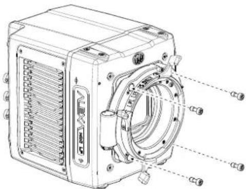 Technical diagram of a mechanical device with labeled components and assembly lines