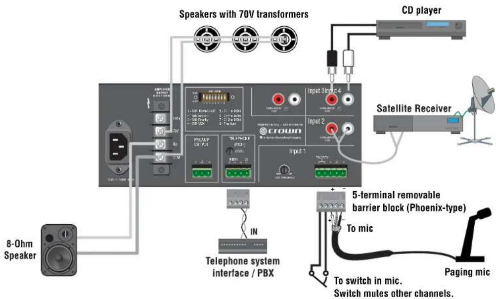 Speakers with 70V transformers CD player Satellite Receiver 8-Ohm Speaker 1 2 3 4 5 6 7 8 9 10 11 12 13 14 15 16 17 18 19 20 21 22 23 24 25 26 27 28 29 30 31 32 33 34 35 36 37 38 39 40 41 42 43 44 45 46 47 48 49 50 51 52 53 54 55 56 57 58 59 60 61 62 63 64 65 66 67 68 69 70 71 72 73 74 75 76 77 78 79 80 81 82 83 84 85 86 87 88 89 90 91 92 93 94 95 96 97 98 99 100