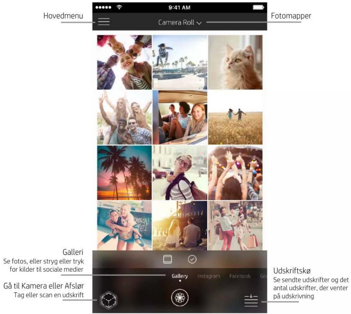 HP Sprocket 200 - Navigering i sprocket-appen - 1