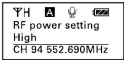 YH A RF power setting High CH 94 552.690MHz