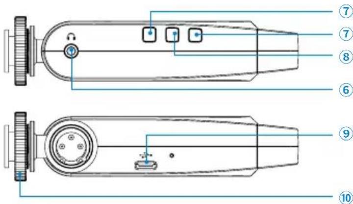 Technical diagram of a device with numbered parts, likely a connector or terminal block with labeled parts 7 through 10.