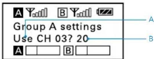 A Y... B Y... Group A settings Use CH 03? 20 A B