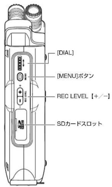 [DIAL] [MENU]ボタン REC LEVEL [+/−] SDカードスロット