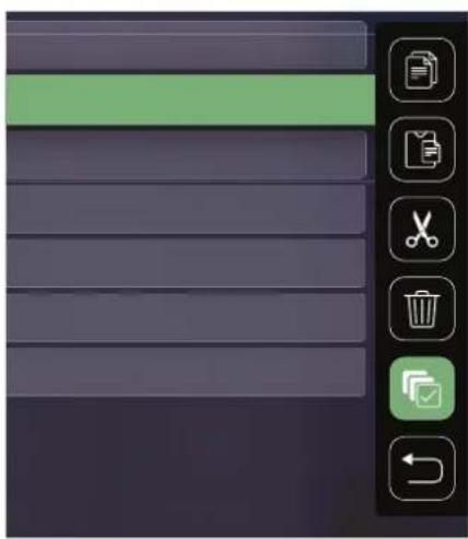 Screenshot of a software toolbar with icons for file operations, editing, and sorting functions