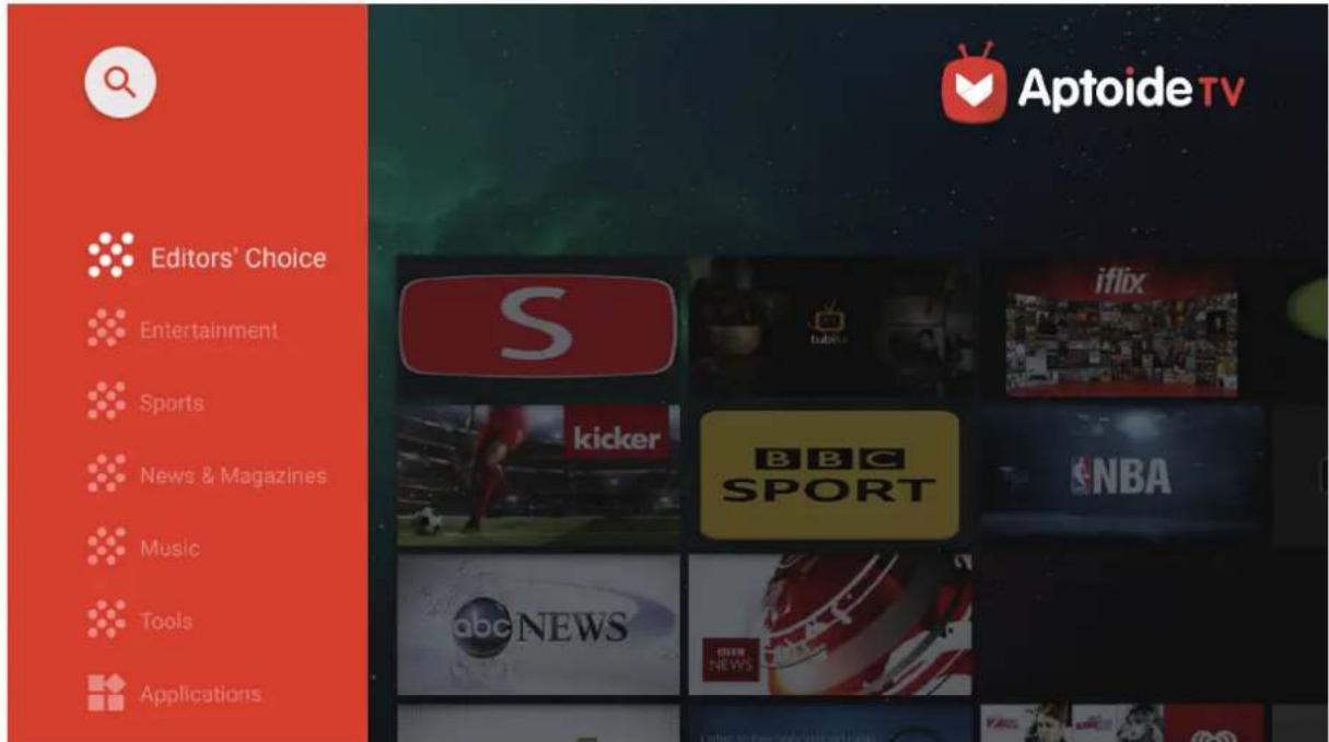 Aptoide TV Editors' Choice Entertainment Sports News & Magazines Music Tools Applications S kicker BBC SPORT iflix NBA