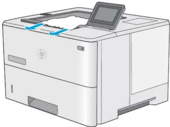HP LaserJet Enterprise M507 - Afhjælp papirstop i udskriftsbakken – 13.E1 - 1