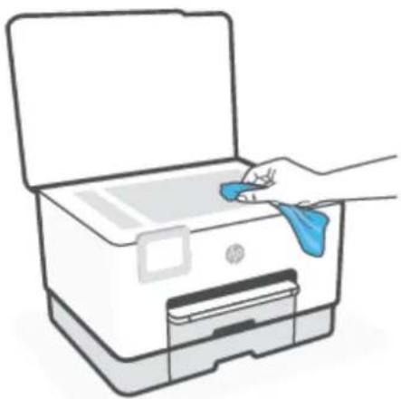 HP OfficeJet Pro 9020 - Sådan rengøres scannerglaspladen - 3