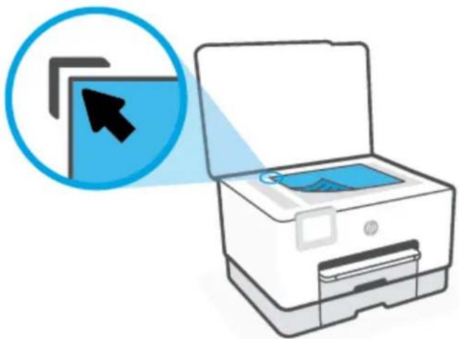 HP OfficeJet Pro 9020 - Sådan lægges en original på scannerglaspladen - 3