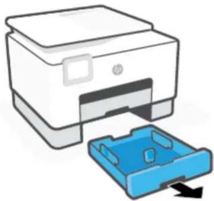 HP OfficeJet Pro 9020 - Sådan ilægges almindeligt papir i bakke 1 - 2