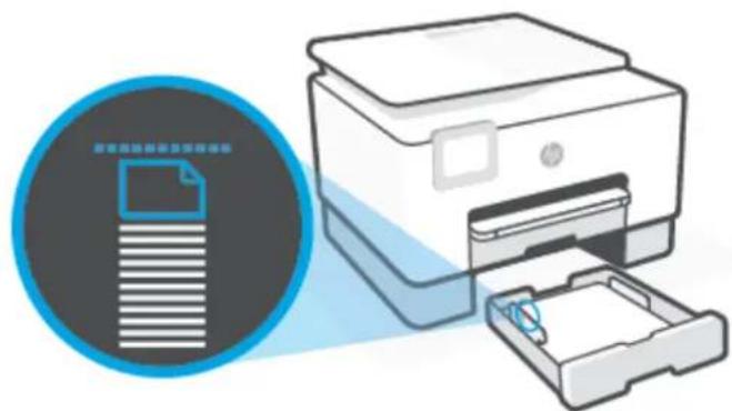 HP OfficeJet Pro 9020 - Sådan ilægges almindeligt papir i bakke 1 - 5