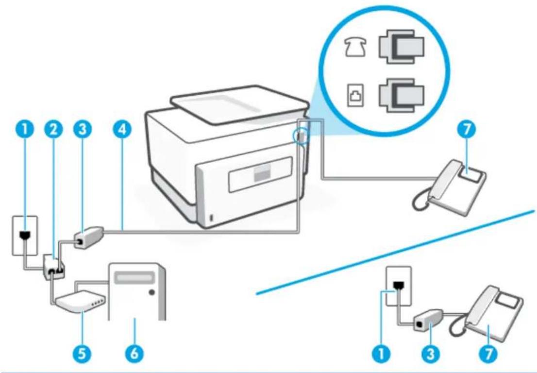 HP OfficeJet Pro 9020 - Delt tale/faxlinje med DSL/ADSL-computermodem - 1