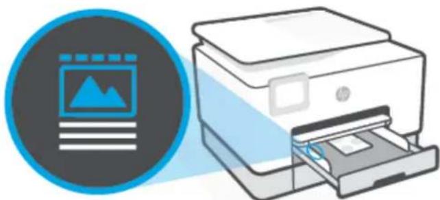 HP OfficeJet Pro 9020 - Sådan ilægges kort og fotopapir i bakke 2 - 4