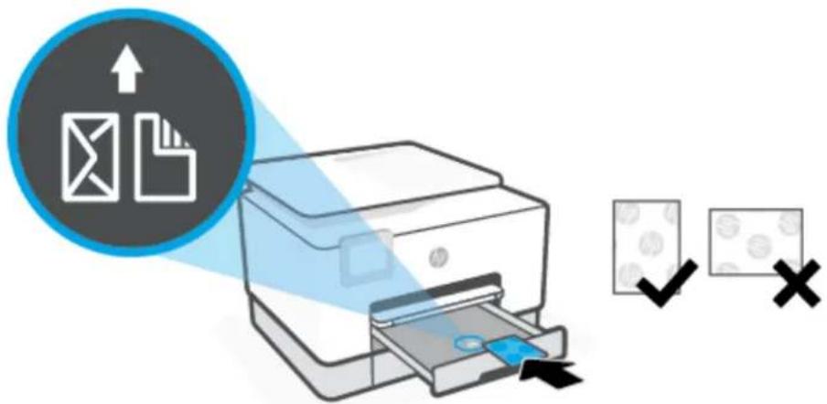 HP OfficeJet Pro 9020 - Sådan ilægges kort og fotopapir i bakke 2 - 3