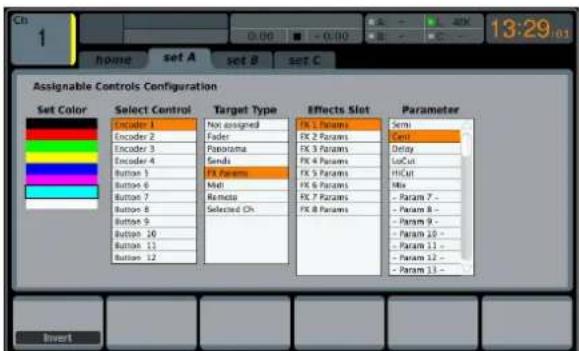 Cn 1 hpose set A set B set C 13:29 Assignable Controls Configuration Set Color Select Control Target Type Effects Slot Parameter Encoder 1 Non assigned FX 1 Panama Semi Encoder 2 Fader FX 2 Panama Ctrl Encoder 3 Ponoma FX 3 Panama Delay Encoder 4 Sendx FX 4 Panama LoCut Button 1 FX Panama FX 5 Panama HiCut Button 6 Melt FX 6 Panama Mix Button 7 Remote FX 7 Panama - Param 7 - Button 8 Selected Ch FX 8 Panama - Param 8 - Button 9 Button 10 Button 11 Button 12 - Param 9 - - Param 10 - - Param 11 - - Param 12 - - Param 13 - - Param 14 - - Param 15 - - Param 16 - - Param 17 - - Param 18 - - Param 19 - - Param 20 - - Param 21 - - Param 22 - - Param 23 - - Param 24 - - Param 25 - - Param 26 - - Param 27 - - Param 28 - - Param 29 - - Param 30 - - Param 31 - - Param 32 - - Param 33 - - Param 34 - - Param 35 - - Param 36 - - Param 37 -