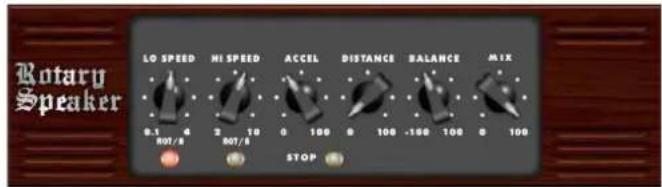 Rotary Speaker LO SPEED HI SPEED ACCEL DISTANCE BALANCE MIX 0.1 4 2 10 0 100 8 100 -100 100 6 100 ROT/s ROT/s STOP