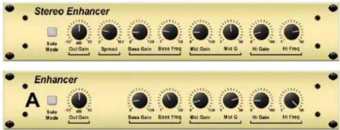 Stereo Enhancer Solo Mode Out Gain Spread Bass Gain Bass Freq Mid Gain Mid Q Hi Gain Hi Freq Enhancer A Solo Mode Out Gain Bass Gain Bass Freq Mid Gain Mid Q Hi Gain Hi Freq