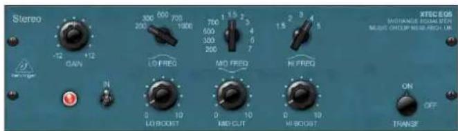 Stereo 300 600 700 200 1900 700 1.5 3 600 4 300 5 200 7 LO FREQ MO FREQ HI FREQ N LO BOOST MID CUT MI BOOST ON OFF TRANSF XTEC EQS INSTANCE FROM FOR MUSIC GROUP MESH-REACH UN