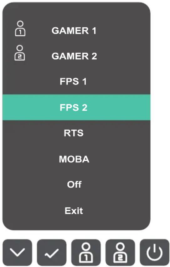 GAMER 1 GAMER 2 FPS 1 FPS 2 RTS MOBA Off Exit