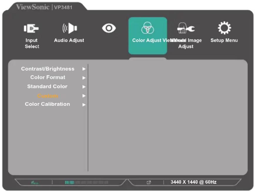 VIEWSONIC VP3481 - Color Adjust Menu (Farvejusteringsmenu) - 1