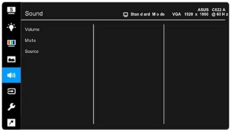 Sound Volume Mute Source Standard Mode VGA 1920 x 1080 @ 60 Hz ASUS C622 A