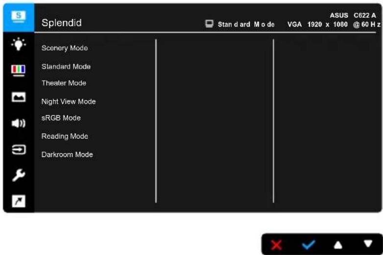 Splendid Standard Mode VGA 1920 x 1080 @ 60 Hz Scenery Mode Standard Mode Theater Mode Night View Mode sRGB Mode Reading Mode Darkroom Mode