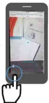 Smartphone screen displaying a document with a hand cursor pointing at it, highlighting a key finger.