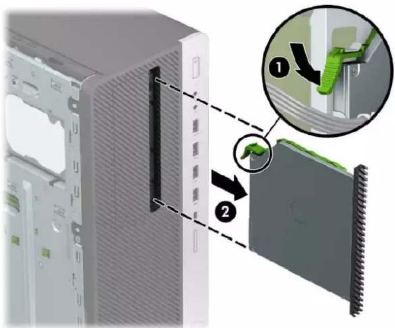 HP EliteDesk 800 G5 - Fjernelse af et 9,5 mm slankt optisk drev - 4