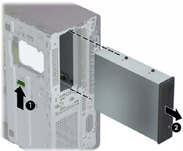HP EliteDesk 800 G5 - Fjernelse af et 5,25"-drev - 4