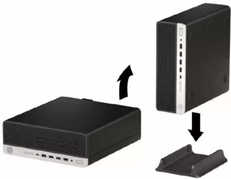 HP ProDesk 600 G5 - Ændring fra desktop- til tower-opsætning - 2