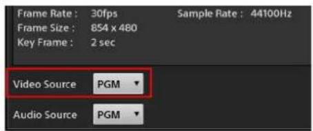 Frame Rate : 30fps Sample Rate : 44100Hz Frame Size : 854 x 480 Key Frame : 2 sec Video Source PGM Audio Source PGM
