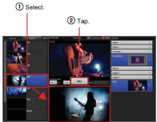 ① Select. ② Tap.