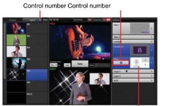 Control number Control number Scenes Input 04:10:25 Audio Audio Select Title 1 Title 2 Channel Turnoff Title 3 Text Long 1 Long 2 Lock