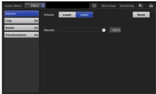 Audio Mixer Effect 2 Density Crop On Border On Transformation On Priority Lower Upper Reset Density 100.0