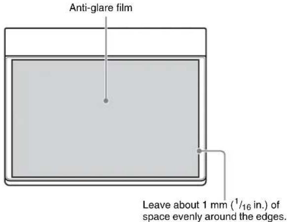 Anti-glare film Leave about 1 mm (1/16 in.) of space evenly around the edges.