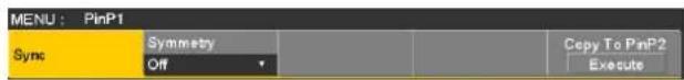 MENU : PinP1 Sync Symmetry Off Copy To PinP2 Execute
