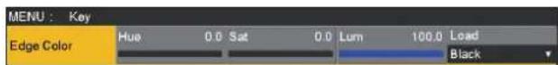 MENU : Key Edge Color Hue 0.0 Sat 0.0 Lum 100.0 Load Black
