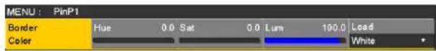 MENU : PinP1 Border Hue 0.0 Sat 0.0 Lum 100.0 Load Color White