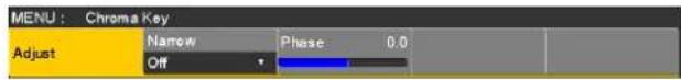 MENU : Chroma Key Adjust Narrow Phase 0.0 Off