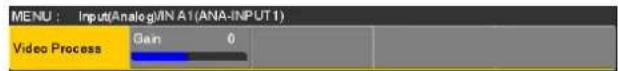MENU : Input(Analog)/IN A1(ANA-INPUT1) Video Process Gain 0