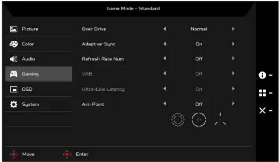ACER Predator XB253Q - Adjusting the Gaming - 1