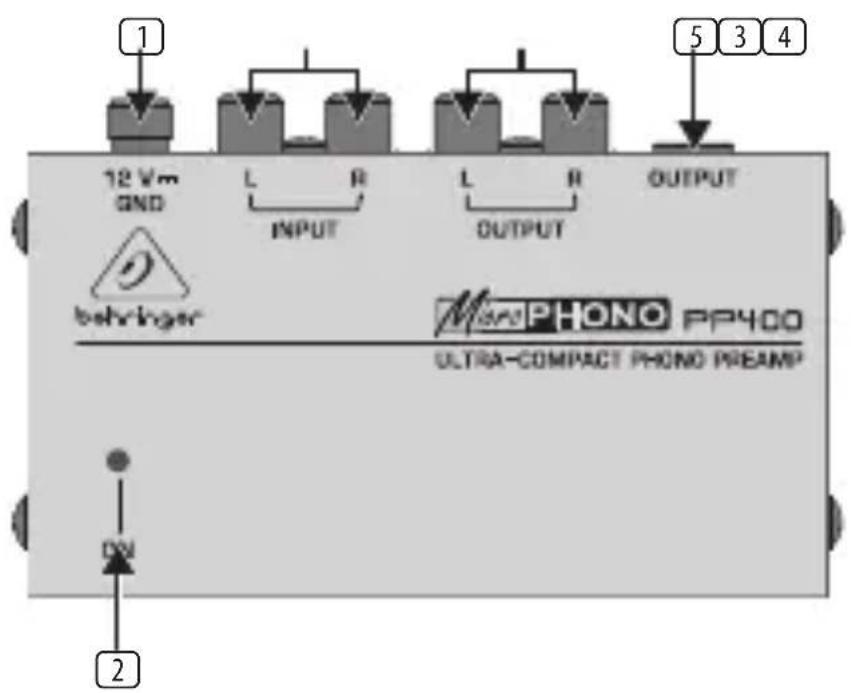 1 12 Vm GND L R INPUT L R OUTPUT 5 3 4 behinger MicroPHONO PP400 ULTRA-COMPACT PHONO PREAMP DW 2