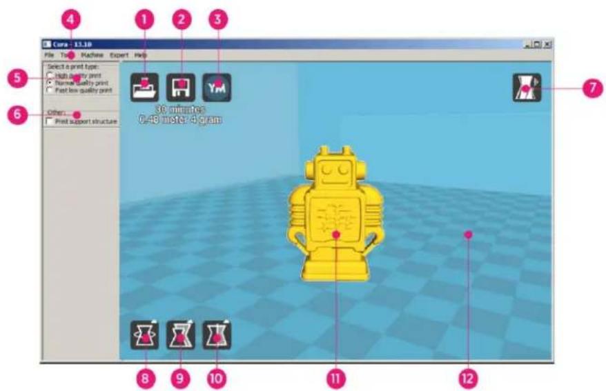 Curs - 13.18 File Type Machine Expert Help Select a print type: High quality print Normal quality print Fast low quality print Other... Print support structure 30 minutes 0.45 meter / 4 gram 8 9 10 11 12