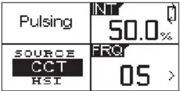 Pulsing INT 50.0% SOURCE CCT HSI FRQ OS >