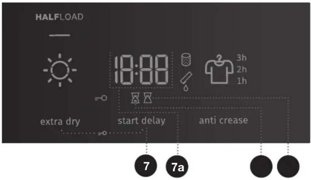 HALFLOAD 18:00 3h 2h 1h extra dry start delay anti crease 7 7a