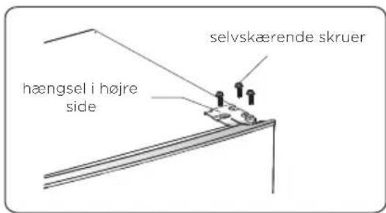 hængsel i højre side selvskærende skruer