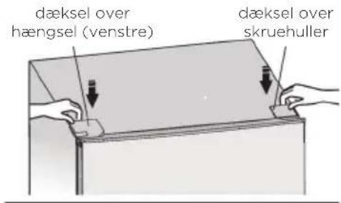 dæksel over hængsel (venstre) dæksel over skruehuller